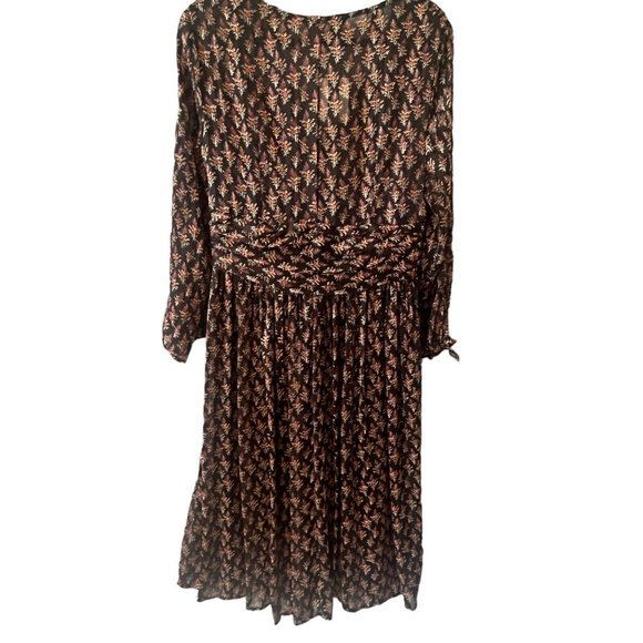 Zara Midi Dress Black SZ XL V-neck Button Wrap Floral Printed NWT - Picture 6 of 13